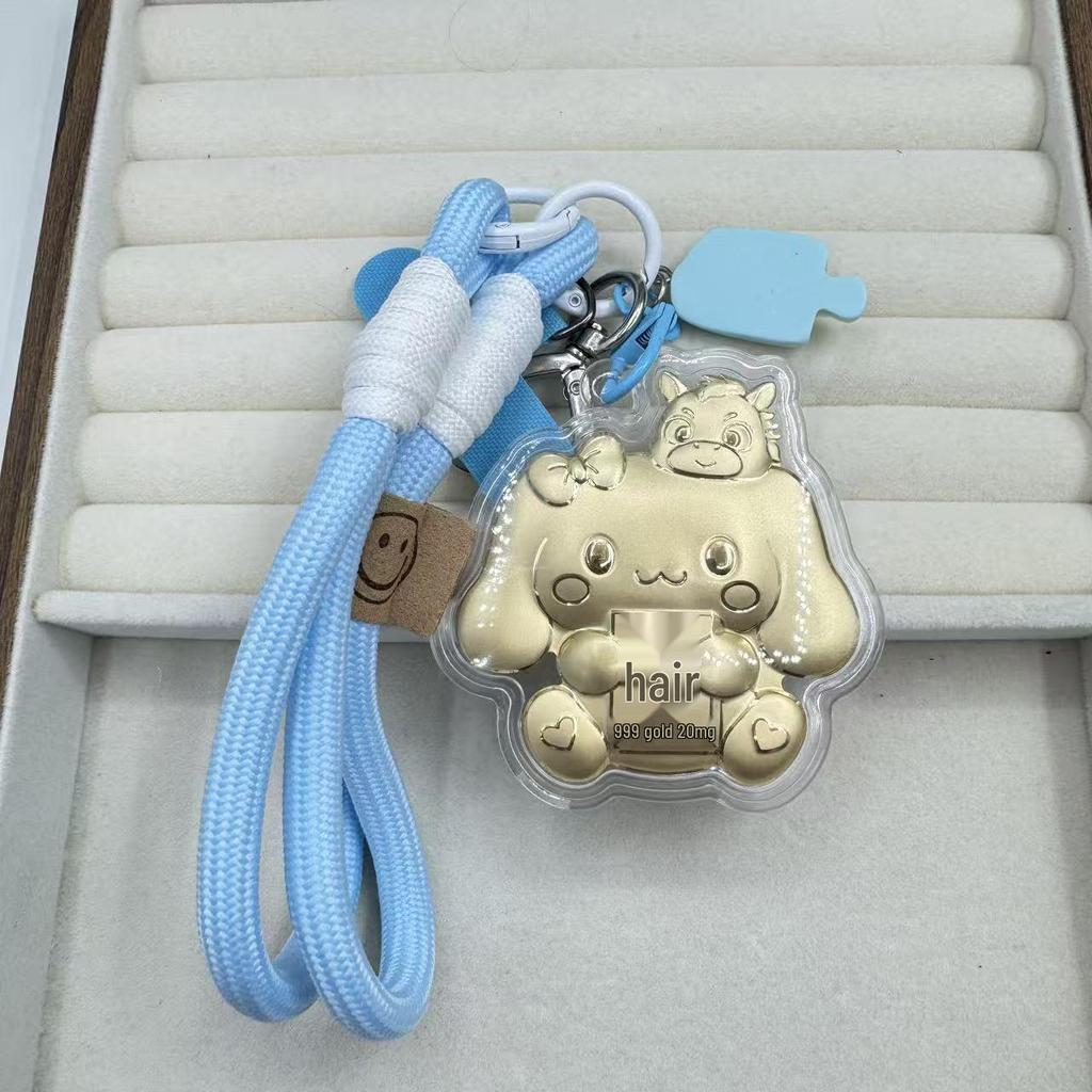 Cinnamoroll 999 Fine Gold Cartoon Phone Charm Keychain