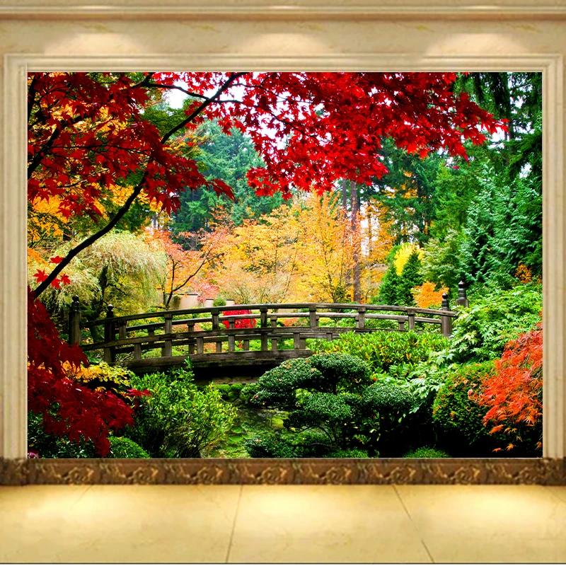 

Custom 3D Wallpaper Landscape Natural Scenery Forest Red Leaves Wall Papers Home Decor Murales De Pared 3D Paisajes Habitacion 200 cm(W) x 140 cm(H)