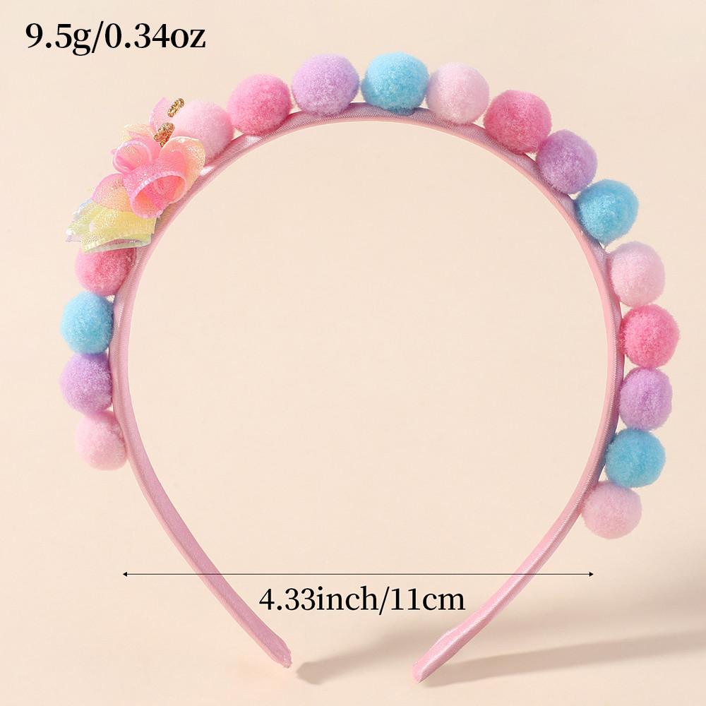 Cute Rainbow Butterfly Hair Bands 1pcs Princess Headband with Sweet Plush Ball for Baby Girls Soft Hair Hoop Headwear Accessory