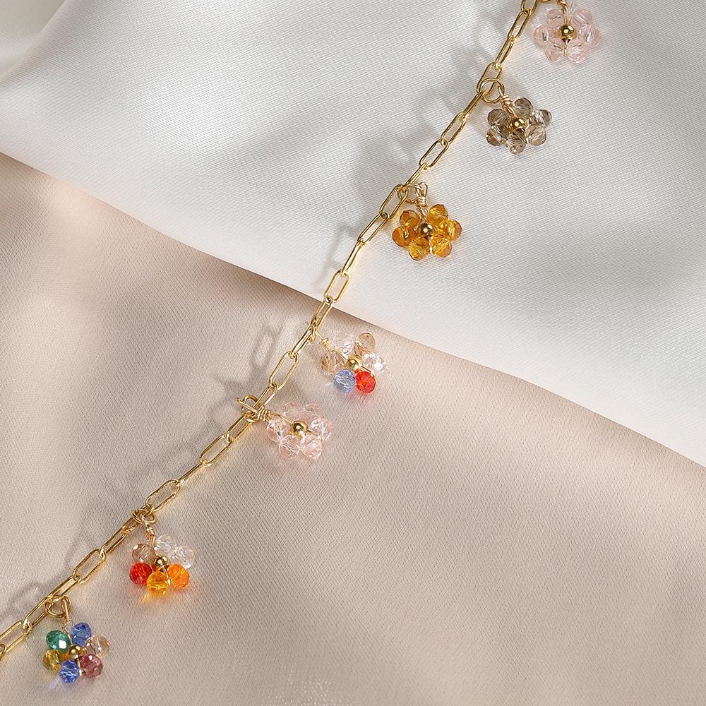 20pcs Stainless Steel Multicolor Flower Crystal Beads ABS Pearl For Jewelry Making DIY Handmade Necklace Bracelet Accessories
