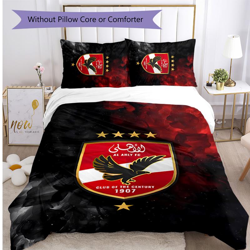 Al Ahly Printed 3PCS Bedding Set Soft Breathable Duvet Cover Pillowcases Set Washable Bedroom Decor Home Gift