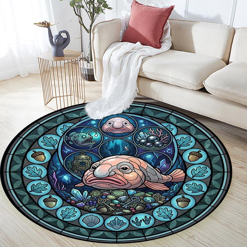 Underwater Treasures Round Area Rug Under Office Chairs Bedroom Living Room Home Decor