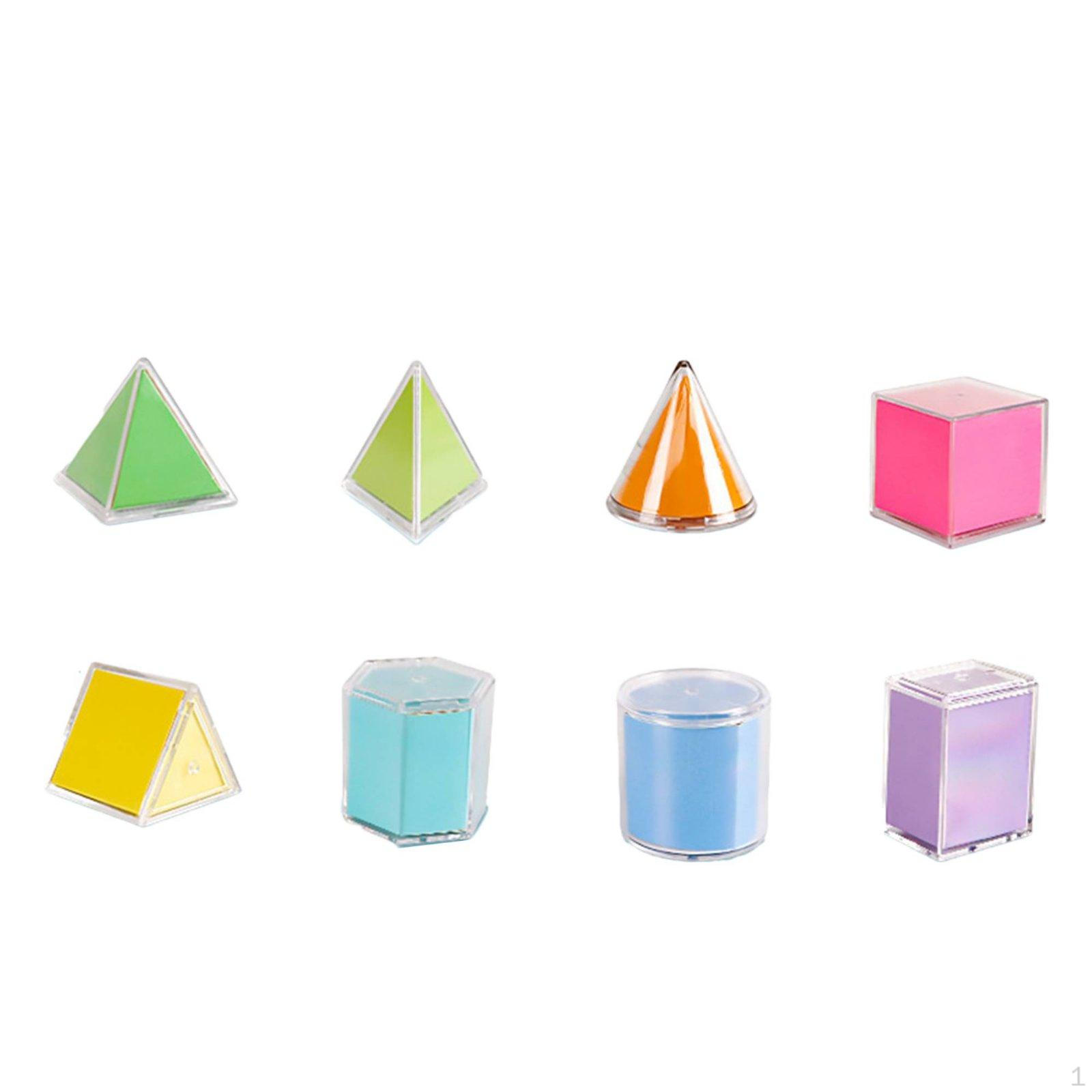 8 Pieces Geometric Solids Visual Demonstration Tool Transparent Geometry Models Math Manipulative 3D