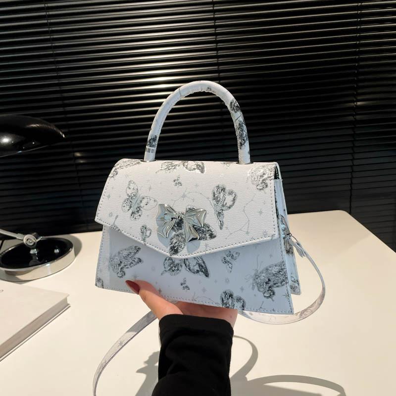 Summer New Printing Casual Texture Small Fresh Butterfly Casual Shoulder Portable Crossbody Small Square Bag Woman