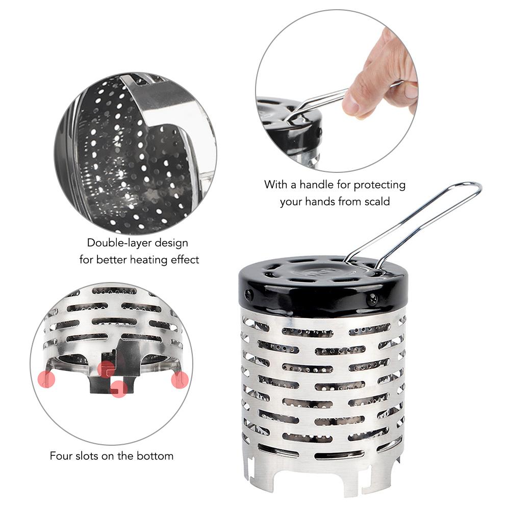 Outdoor Camping Mini Heater Portable Stainless Steel Tent Heating Cover with Handle Warming Stove Cover