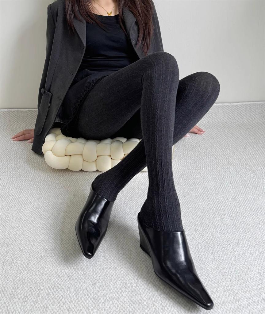 5colors Vertical Striped Tights Lolita JK Style Women Retro Knitted Leggings Thermal Slimming Pantyhose Trendy Stocking Leggings