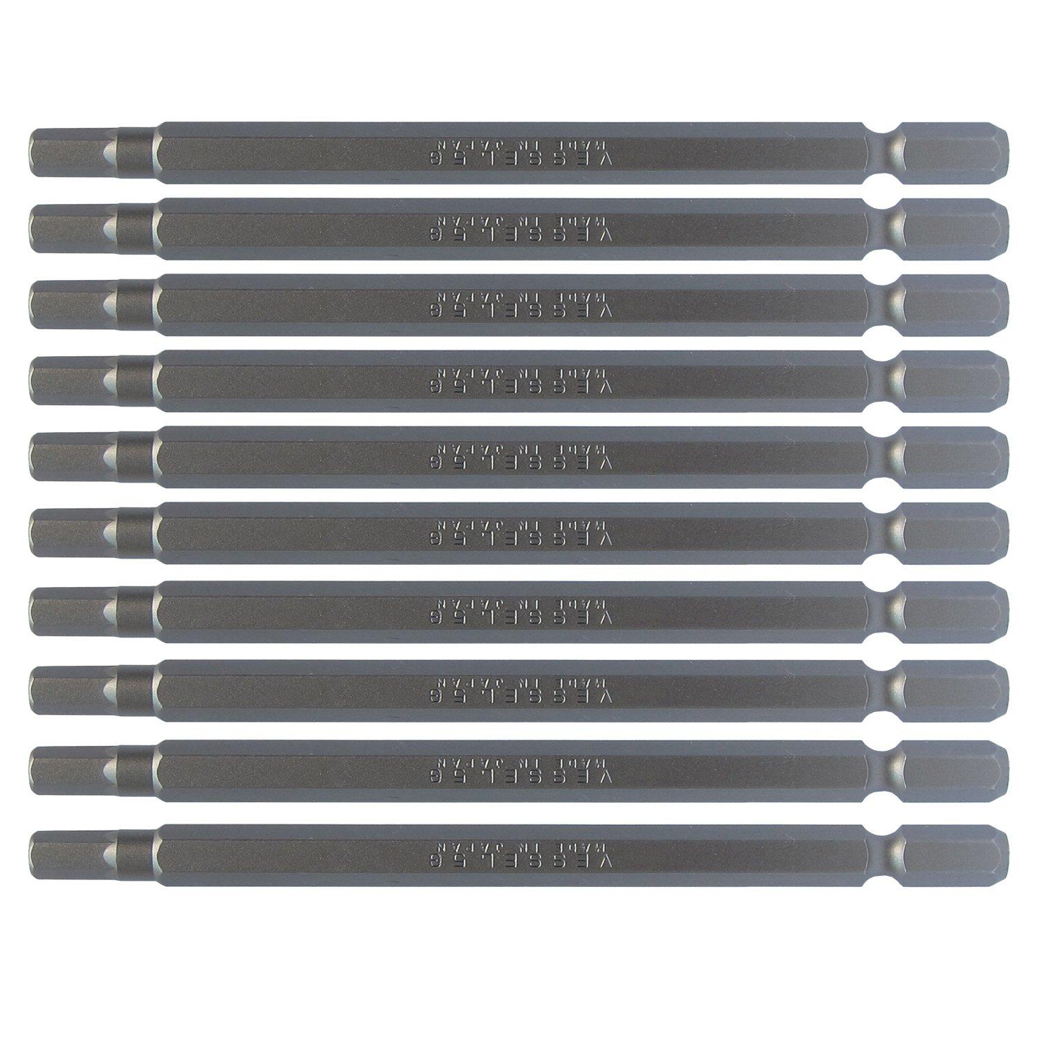 

[Amazon.co.jp Exclusive] VESSEL Hex Bits, 5 x 110mm, for Hex Socket Bolts and Screws, Set of 10, Hardness: G (Standard Hardness), A16 ZP