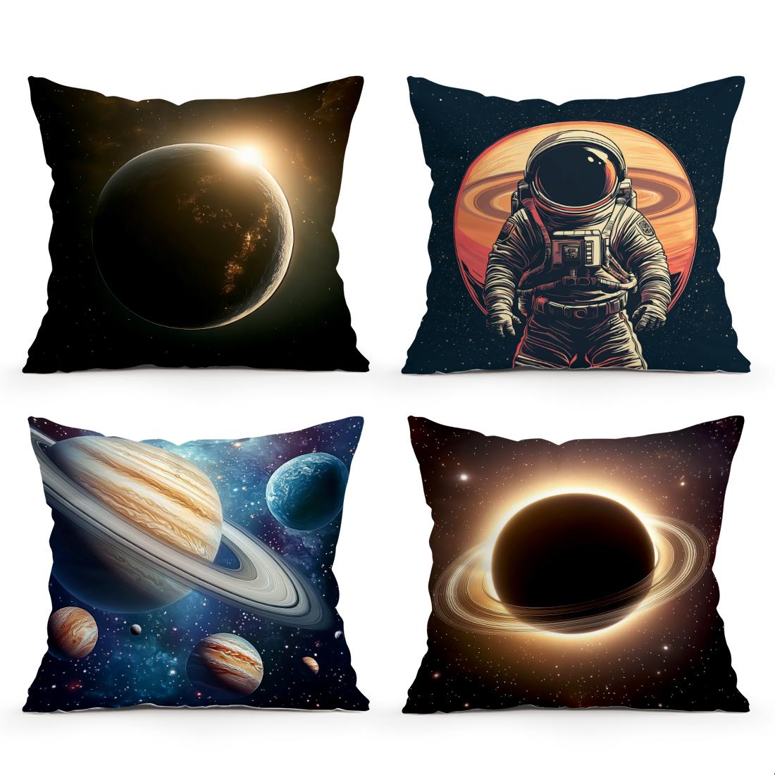Weltraum Planeten Kissen Kissenbezug Polyester Kissenbezug Wurf Kissen Kissenbezug Haus Auto Sofa Dekor 4PCS