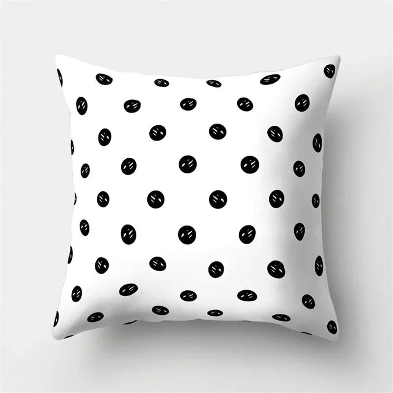 White Black Geometric Cushion Cover x Pillowcase Sofa Decor Polyester Home