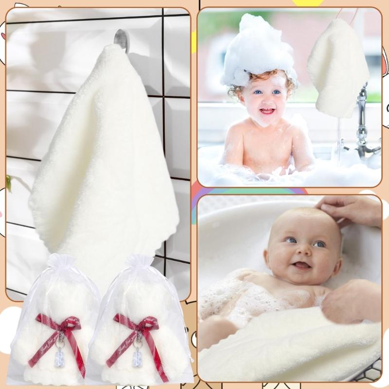 Baby Shower Favors for Kids Plush Bear Keychains with Organza Bags Towels Thank You Tages for Baby Shower Party Supplies