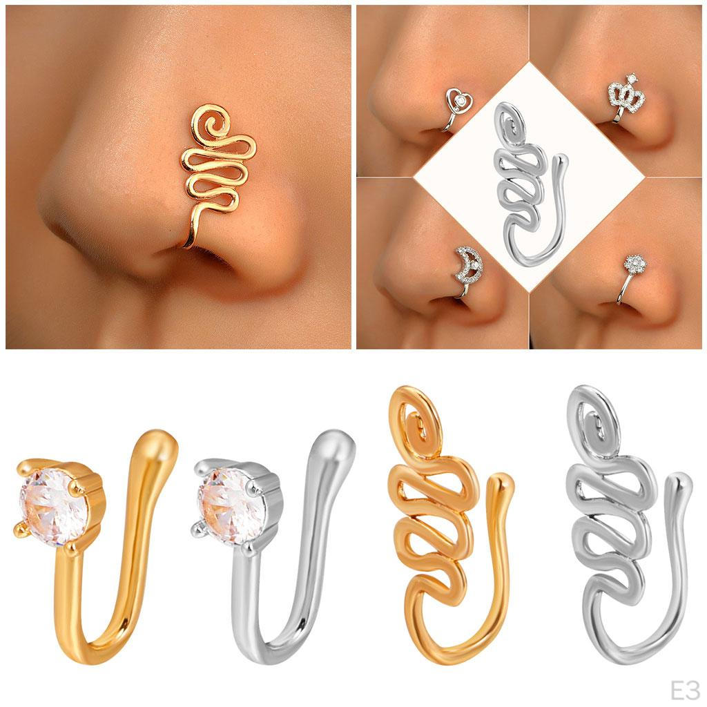 Nose -Shaped Punk Tiny Charm Clamp Ring Stud for Jewelry