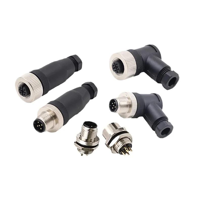 Waterproof 4 Pin 5pin 8pin M12 Power Aviation Connector Screw Threaded Panel Mount Male Plug Female Socket LED Lighting IP67