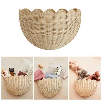Handgeflochtener Muschelkörbchen Naturrattan Hängedekoration für Schlafzimmer und Badezimmer Wandmontierte Aufbewahrungslösung