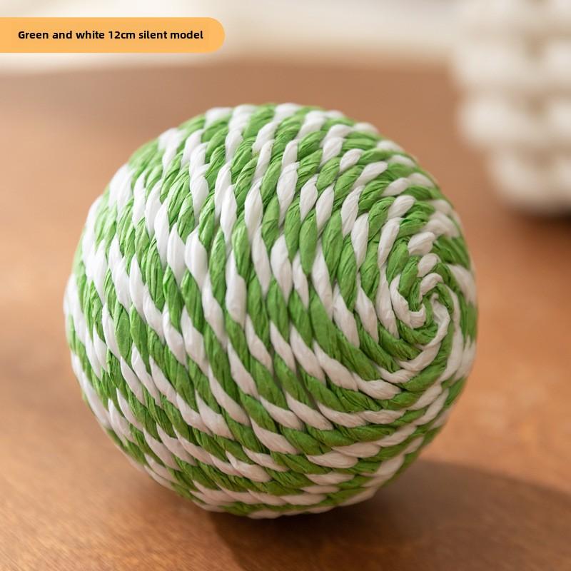 Cat Colorful Sisal Ball Toy Wool Ball Teasing Cat Ball Plush Self-hi To Relieve Boredom and Resist Biting Teeth Grinding Stick Teasing Cat Supplies