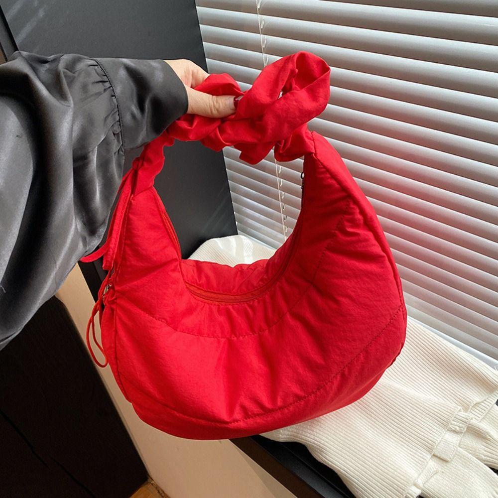 Korean Style Pleated Hand Bag Nylon Fashion Underarm Bag Casual INS Shoulder Bag  Girls