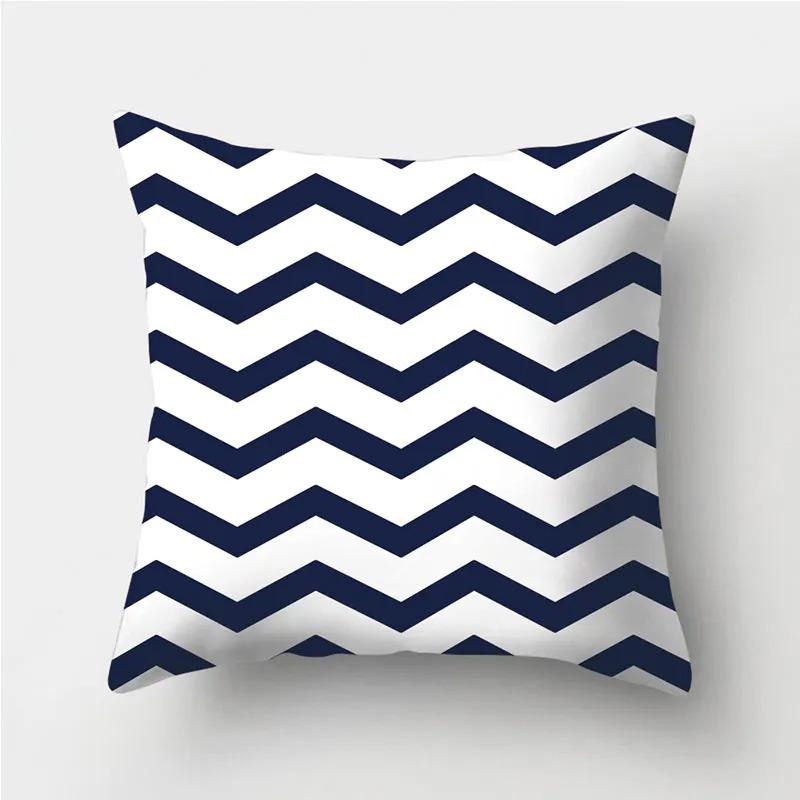 Dark Blue Geometric Pattern Decorative Pillowcase Bedding Home Decoration Cushion Pillowcase