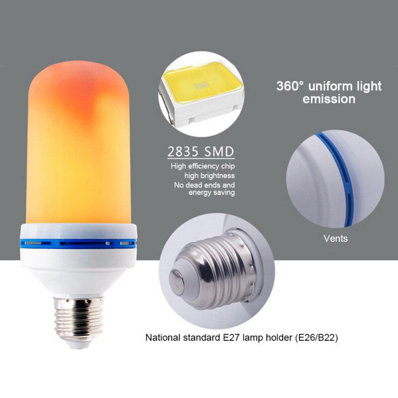 E27LED Flame Light Effect Halloween Christmas Bulb Flashing Simulation Fire Light Yellow/blue Flame