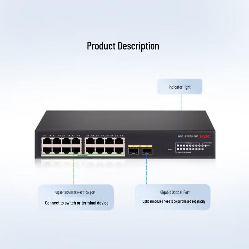H3C S1750-18P 18-Port Full Gigabit Managed Network Switch