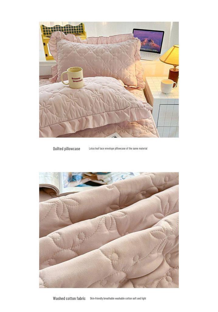 A-class Thick Quilted Bed Skirt - Winter Dustproof Non-Slip Bed Cover with Princess-Style Skirt Edge