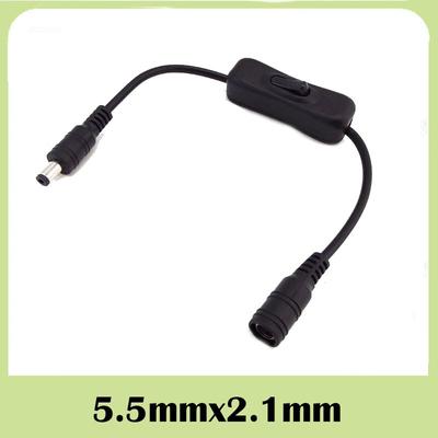 DC-Stromkabel, 5,5 mm x 2,1 mm, Buchse auf Stecker, mit Schalter, Verlängerungskabel, Adapter, CCTV-Kamera, LED-Streifen, Netzteil