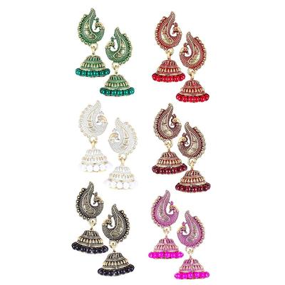 Peacock Jhumkas Jhumka Jhumki Earrings Combo Set Ear Rings For Women Girls Ladies Traditional Wedding Temple Gold Meenakari Ethnic