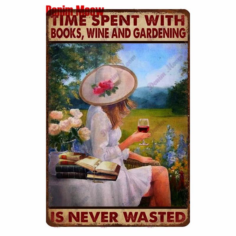 Vintage Turquoise Cat Metal Poster, I Drink Wine Wall Tin Sign, Retro Frogs, Wine Plate for Elf Bar, Pub and Garden Decor, WY52