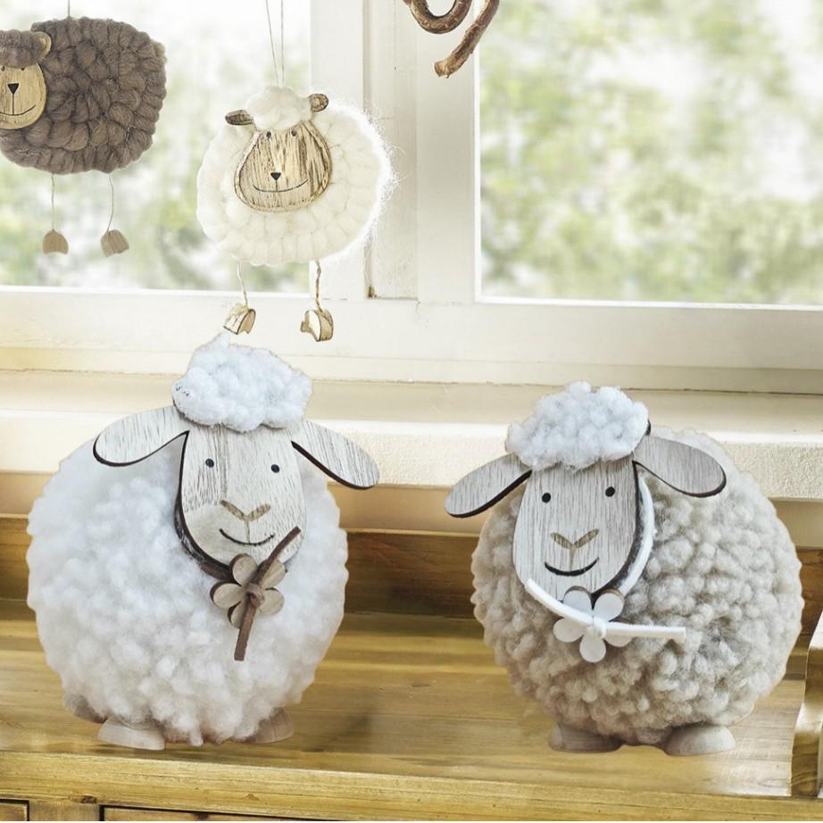 

Set of Two Little Sheep Ornaments - Tabletop Easter Gift Decoration 1120314
