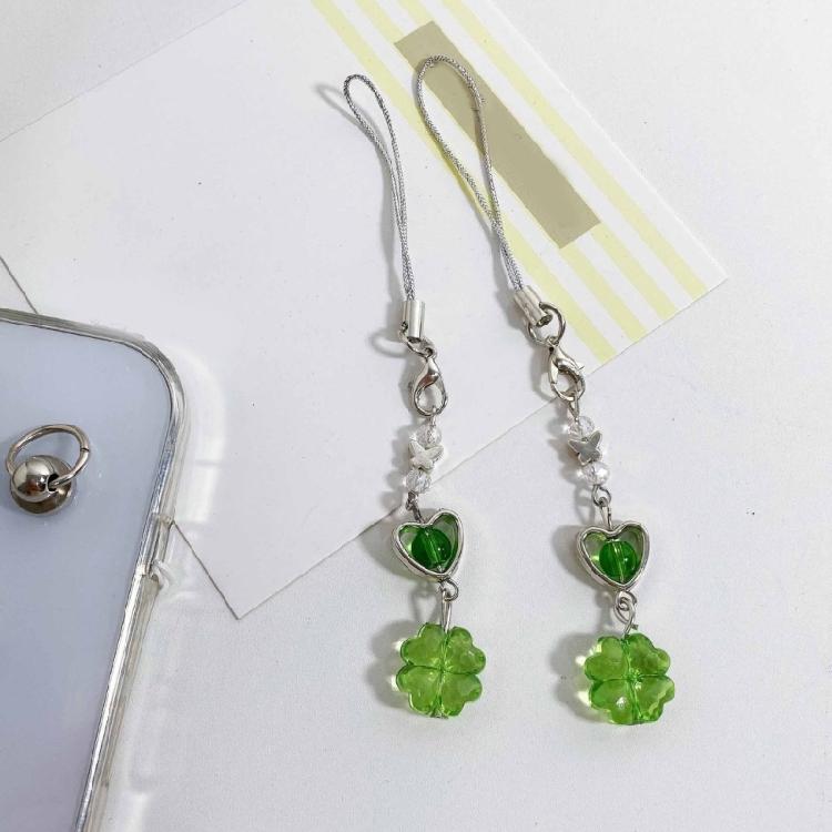 Elegant Clovers Bead Phone Tassels Stylish Four Leaf Clovers Phone Lanyard Tassels Versatile Phone Chain Attachment