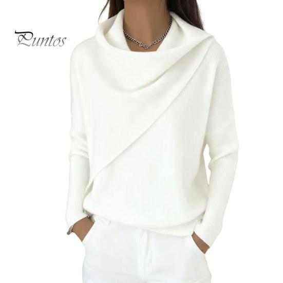 Weiche Herbstoberteile Damen Rollkragen Strickpullover, Einfarbiger Langarm-Oberteil Pullover, Herbst Winter Warm Locker Lässig Strickwaren Pullover