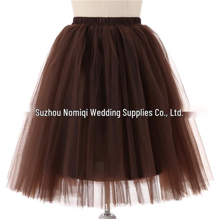 Elegant Five-Layer Tulle Half-Length Puffy Skirt - 65cm Long