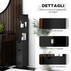 Bathroom Cabinet With 2 Shelves And 2 Cupboards Tall Space Saving Cabinet 15.2x29.8x118 Cm Black