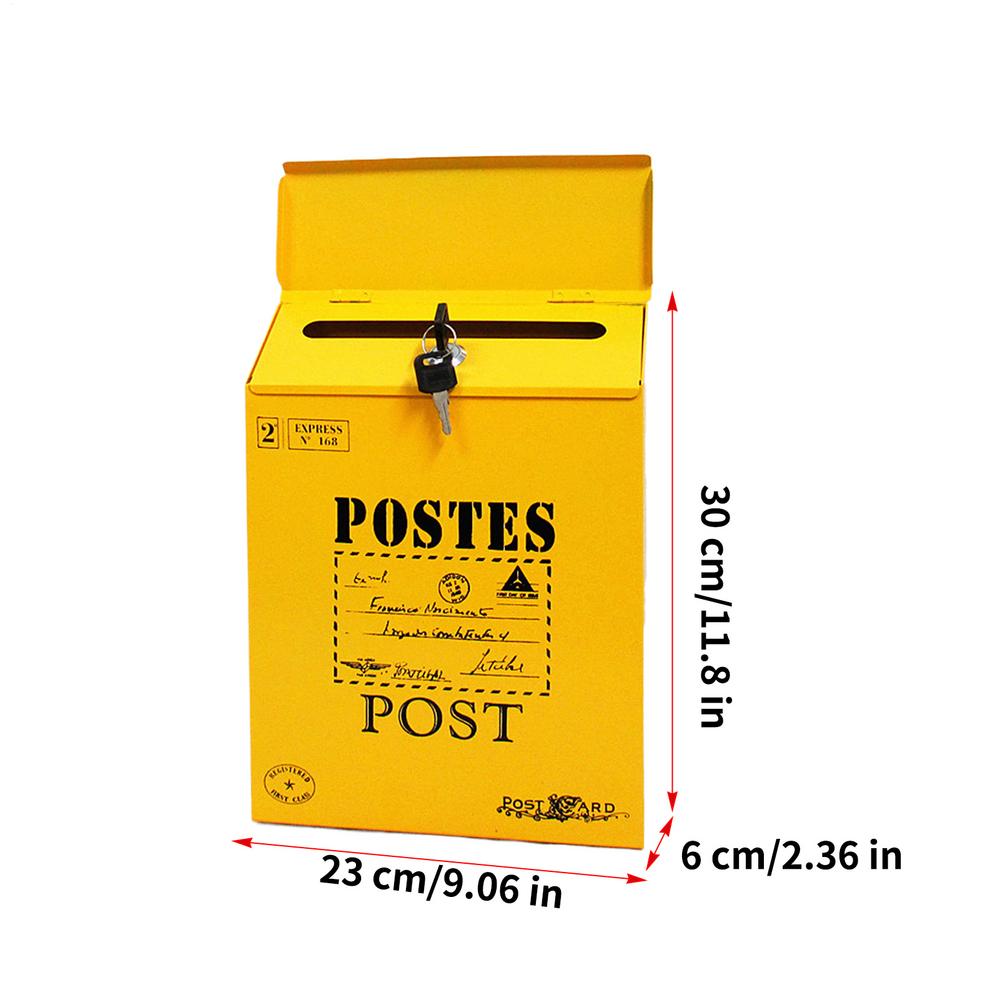 

Wall Mounted Mailboxes For Outside Rustic Waterproof Locking Letter Box Metal Mailbox With Key For Outdoor Garden Home Porch жёлтый