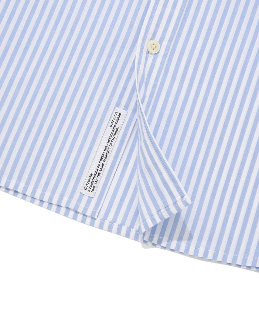 Covernat Whale Logo Stripe Half Shirt Light Blue