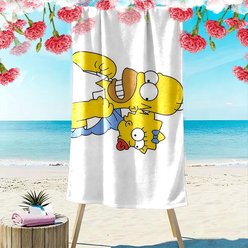 Maggie Simpson Print Beach Towel, Large Soft Quick Dry Towel for Beach Camping Swimming