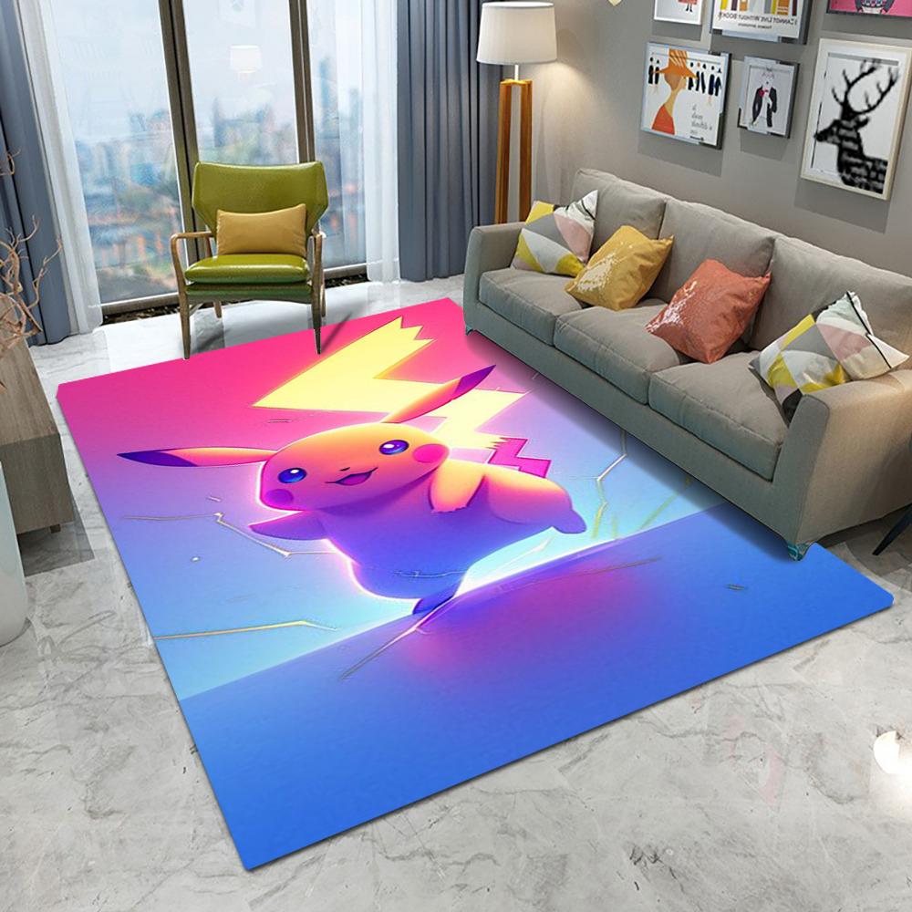 Cute Pikachu Poke Ball Pokemon Carpet Living Room Bedroom Sofa Table Balcony Entrance Rug Non-slip Cartoon Mat Home Decor