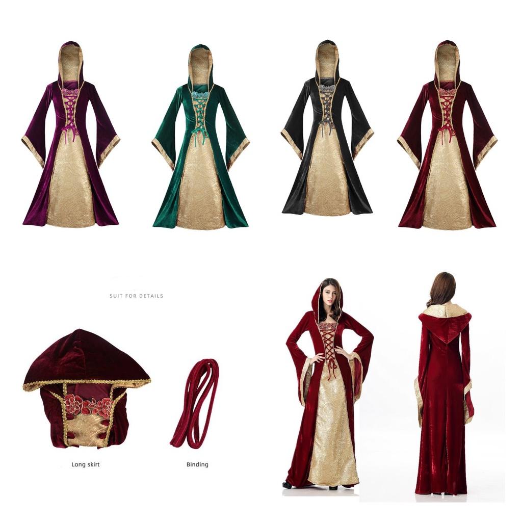 Vintage European Palace Court Long Dress Halloween Cosplay Stage Set Performance