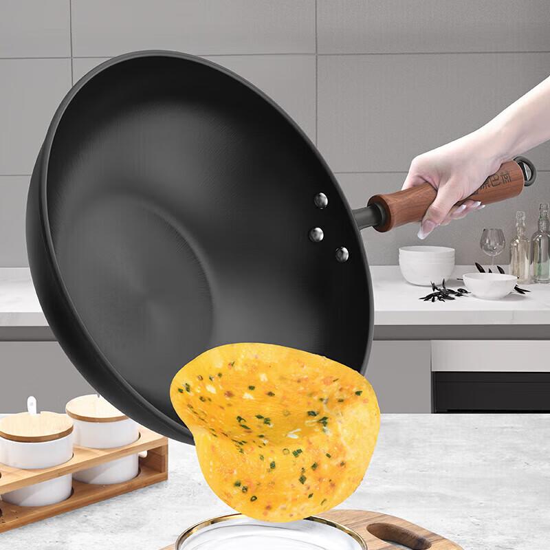 KOBACH 30cm Cast Iron Flat-Bottom Wok with Visible Lid