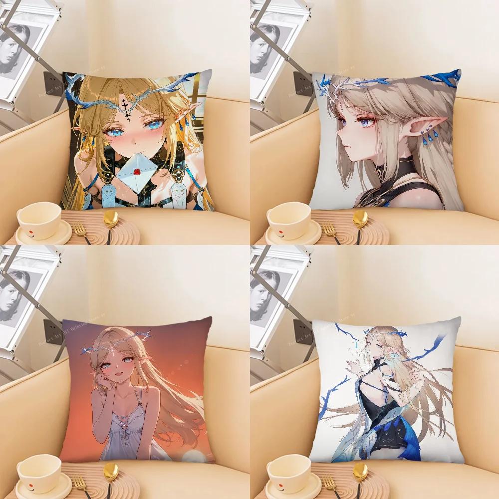 Cartethyia Anime Game W-Wuthering Waves Pillow Case Square Pillow Bedroom Sofa Leisure Comfort Living Room Home Decoration 40X40