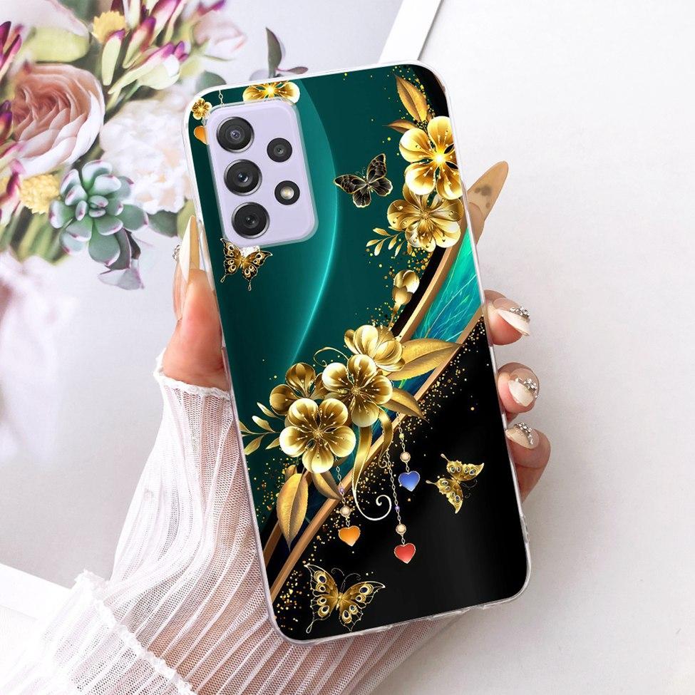 Transparent For Samsung Galaxy A72 4G Case Cute Fashion Flowers Funny Painted Casing For Samsung A72 4G SM-A725M SM-A725F Cover
