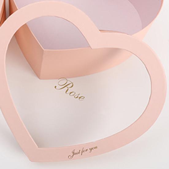 2Pcs/Set Flower Box Heart Shaped Hot Stamping Paper Florist Packaging Rose Gift Case for Party