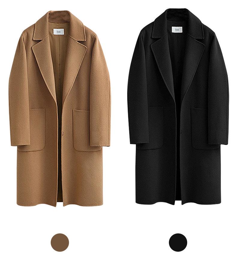 European & American Women's Long Double-Sided Wool Coat for Autumn & Winter