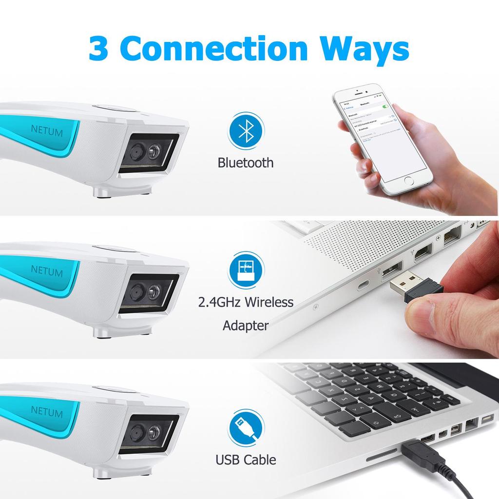 NETUM C750 Portable Bluetooth 2D QR Barcode Scanner