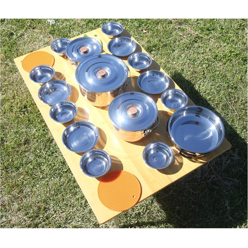 camping moon IH Compatible Stainless Steel Cooker Tableware Stainless Steel Hanging Pot Frying Pan 19 Piece Set MC240