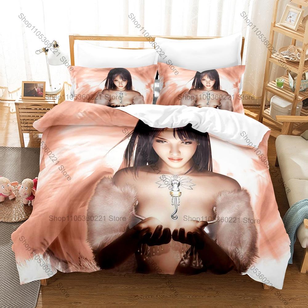 Final Fantasy Series Iconic Heroes Magic Fantasy World HD Print Bedding Set Duvet Cover 2 Pillowcases Polyester Game Room Decor