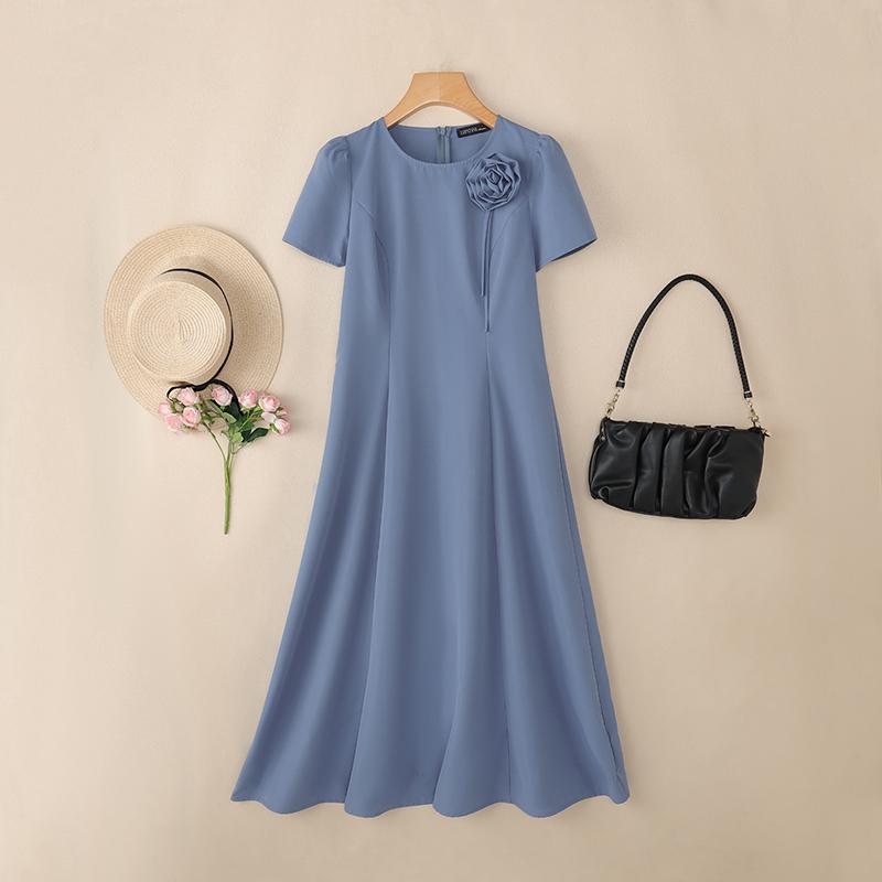 ZANZEA Robe d'été élégante à col rond et manches courtes décontractée pour femme