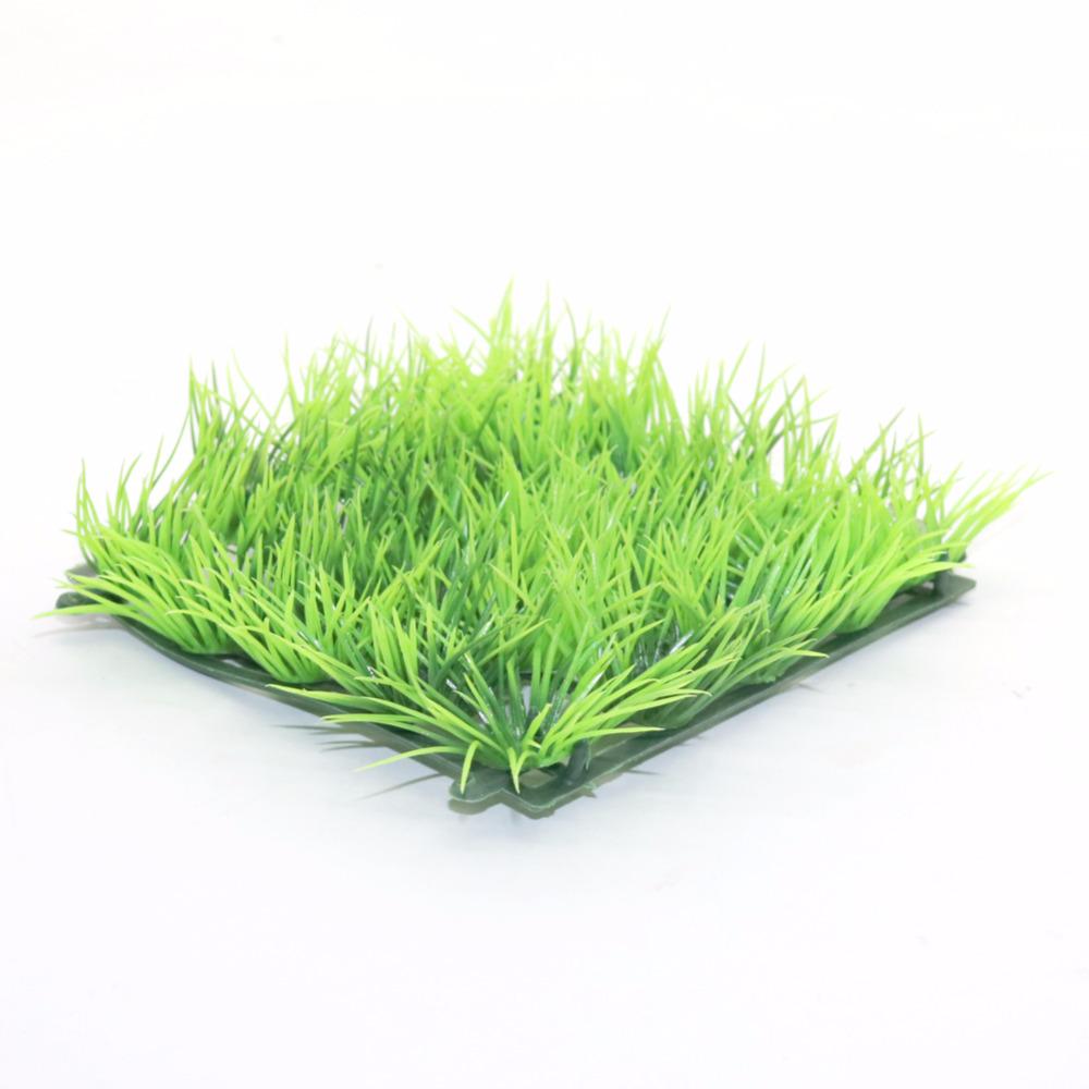 Artificial Green Grass Plant Lawn Turf Aquatic Aquarium Fish Tank Decor Fake Moss Aquarium Ornaments Aquarium Supplies 25x25cm