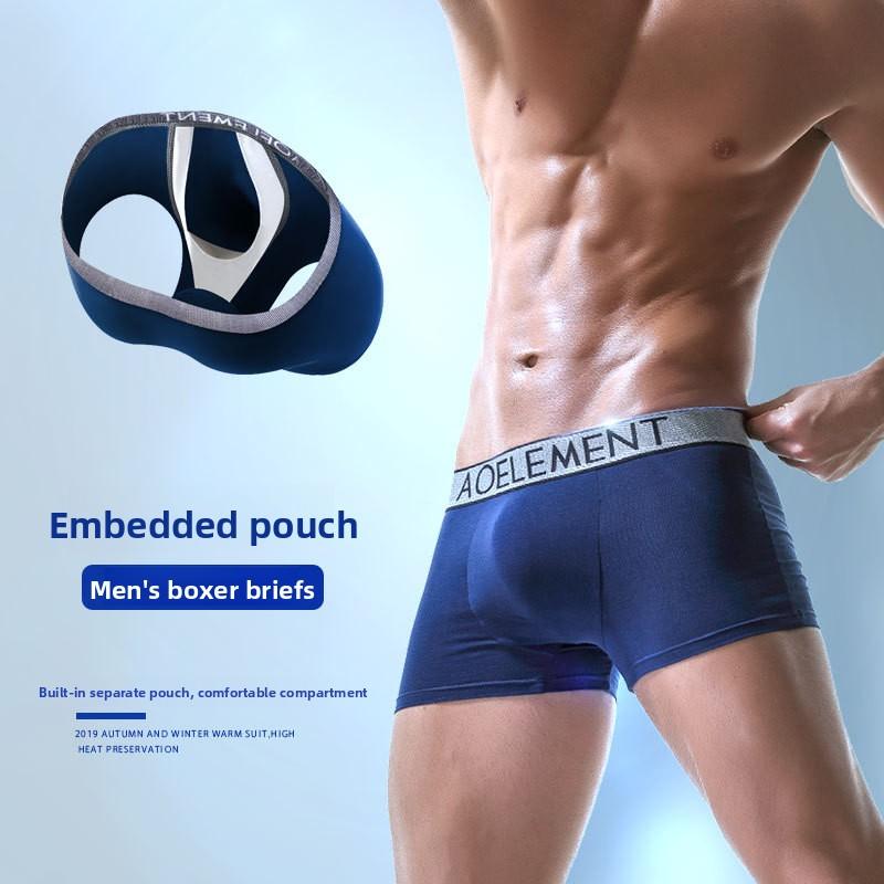 Men's Spring and Summer Gun Bullet Separation Scrotal Support Bag Anti Wandering Mid Waist Flat Angle Underwear