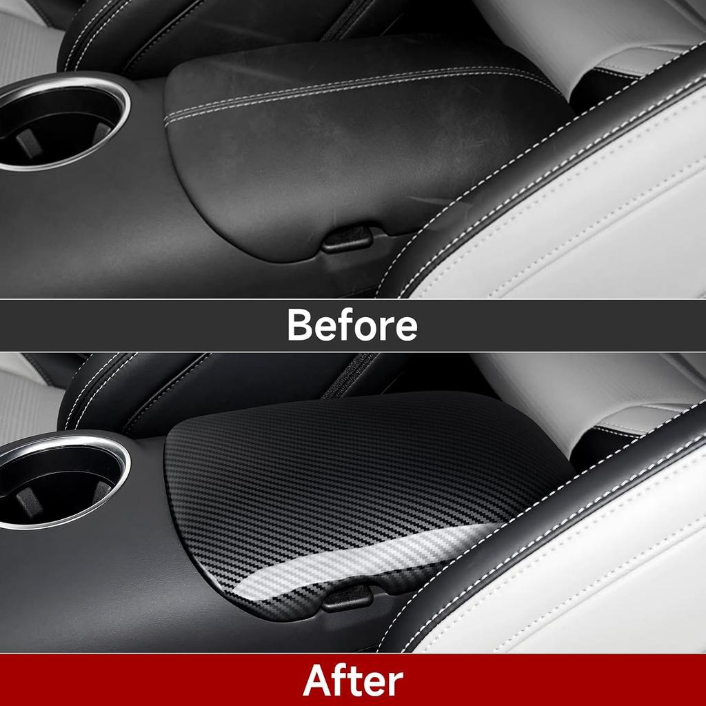 Car Center Console Armrest Storage Box Sticker ABS Carbon Fiber Decal Interior Trim Cover for Ford Mustang 2015-2026 / Shelby GT350 2015- / GT500 -