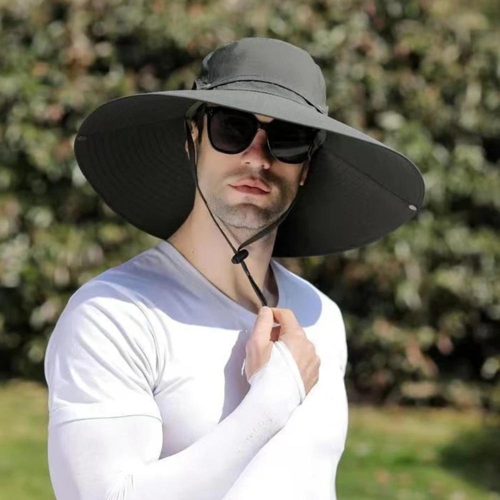Foldable Fisherman Hat Detachable Hat Top Sun Protection Hat Lightweight Large Brim Sun Hat  Travel