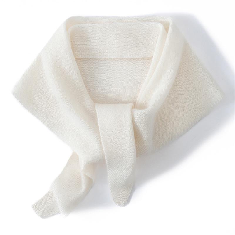100% Pure Cashmere Women's Triangle Scarf - Solid Color, Autumn/Winter Versatile Knit Warmth